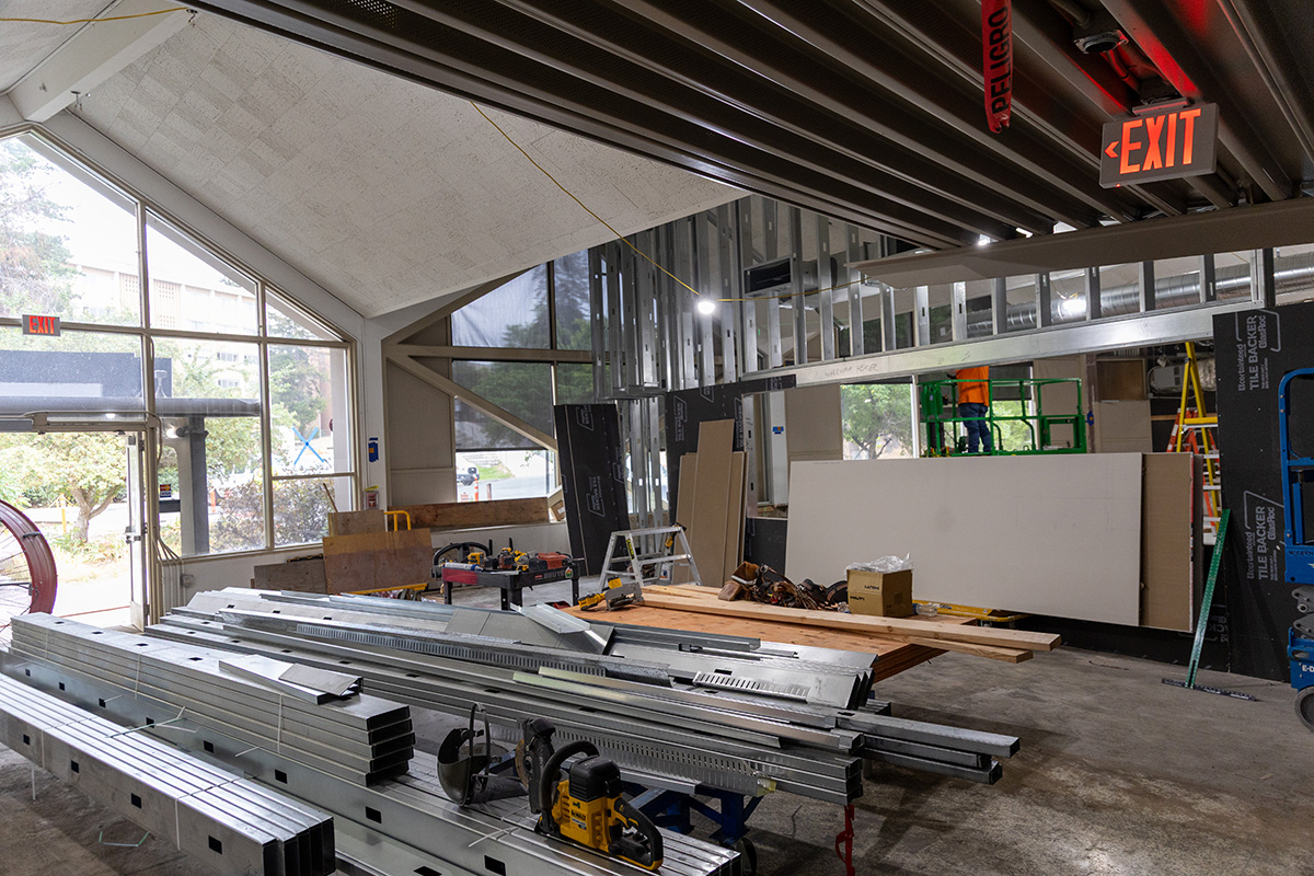 southside cafe entrance under construction